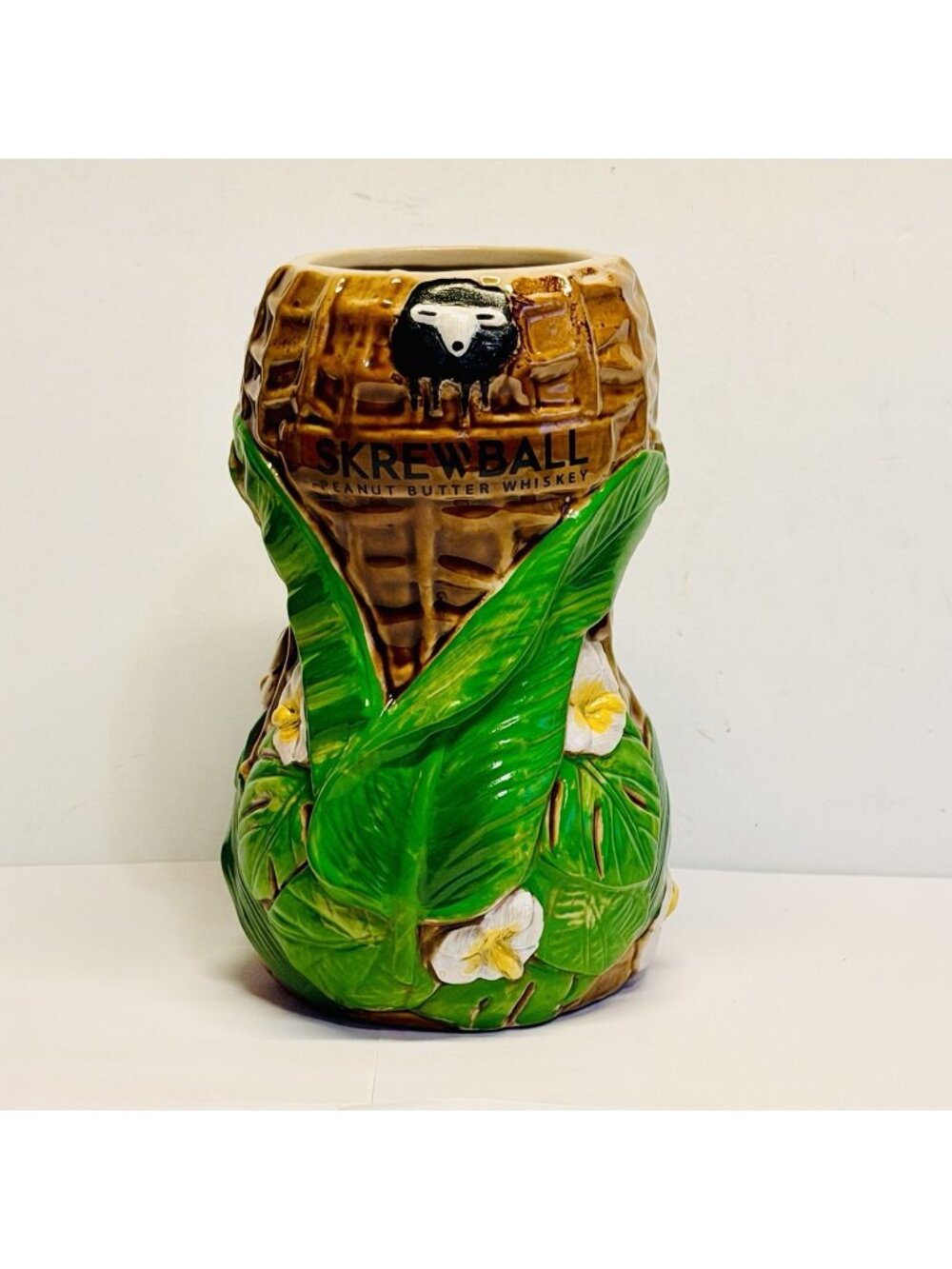Skrewball Peanut Butter Whiskey Tiki Mug Large 6.5" Height Tropical Floral
